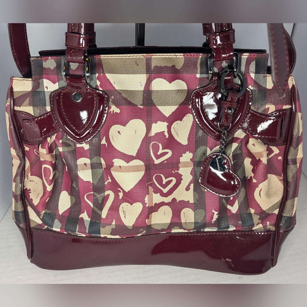 Burberry Red Patent Leather Painted Heart Supernova Coated Canvas bag - Picture 2 of 12